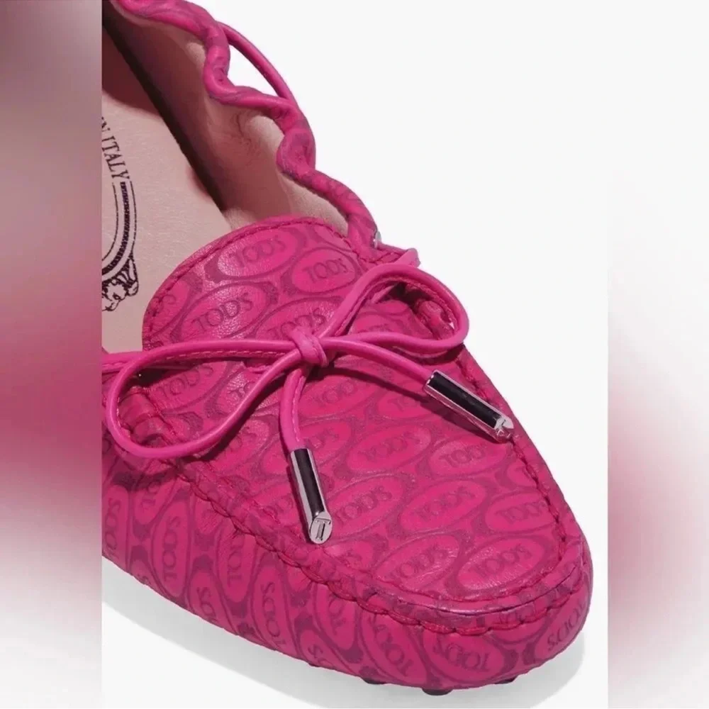 Tod's Alber Elbaz Heaven Laccetto Embossed Leather Loafers Pink NWT - Picture 4 of 4